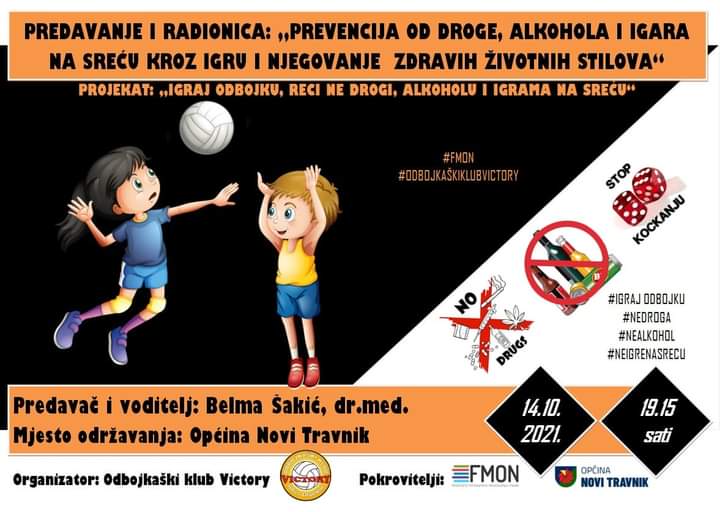 Danas predavanje “Igraj odbojku, reci NE drogi, alkoholu i igrama na sreću”